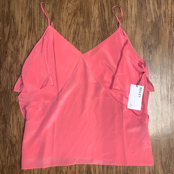 NWT Bailey 44 Chakra Silk Pink Cold Shoulder Top